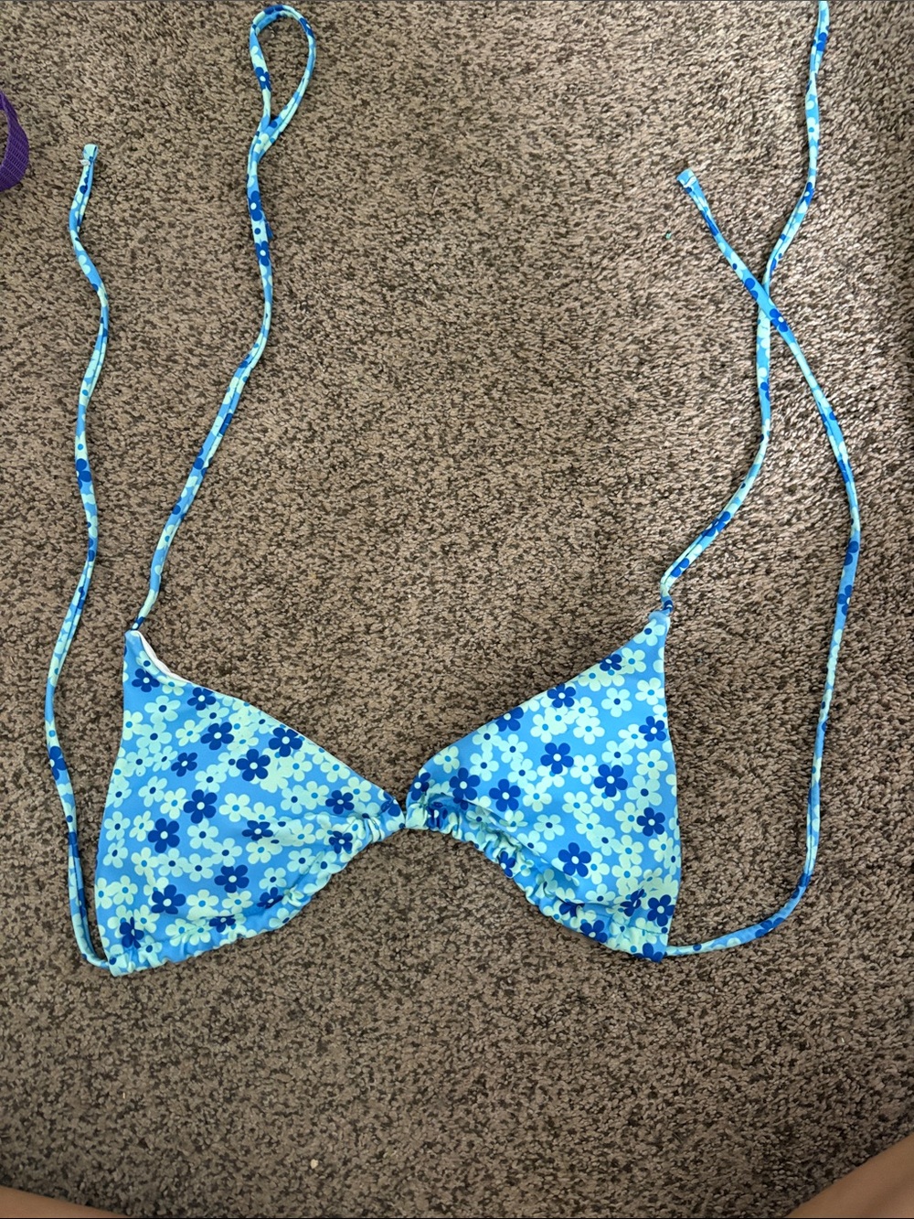 SHEIN Blue Floral Triangle Bikini Top